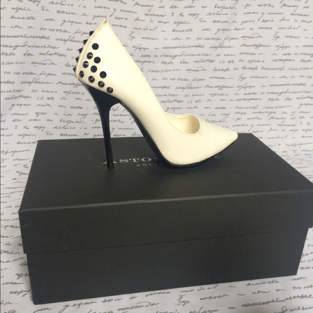 White & Black studded pumps!